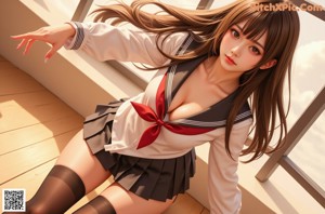 a woman in a sailor outfit posing for a picture