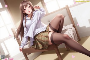 A girl with long black hair and purple eyes.